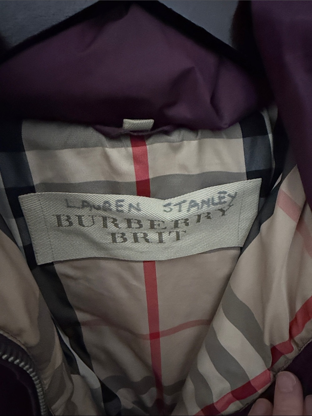 Burberry Quilted Belted Puffer Jacket in Deep Plum - Picture 2 of 5